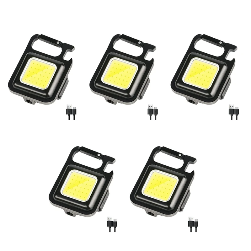 5X COB Flashlight,500Lumen Bright Rechargeable Keychain Flashlight 3 Light Mode With Bottle Opener For Fishing,Camping