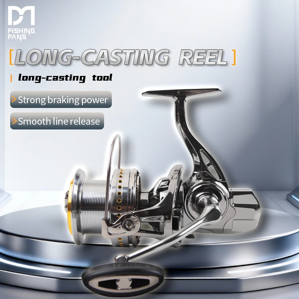 Carretilha de Pesca FISHINGFANS LCR 4.8:1 com Drag de 12KG, Carretel Grande, Lançamento Suave, para Pesca em Água Salgada e Pesca de Grande Porte