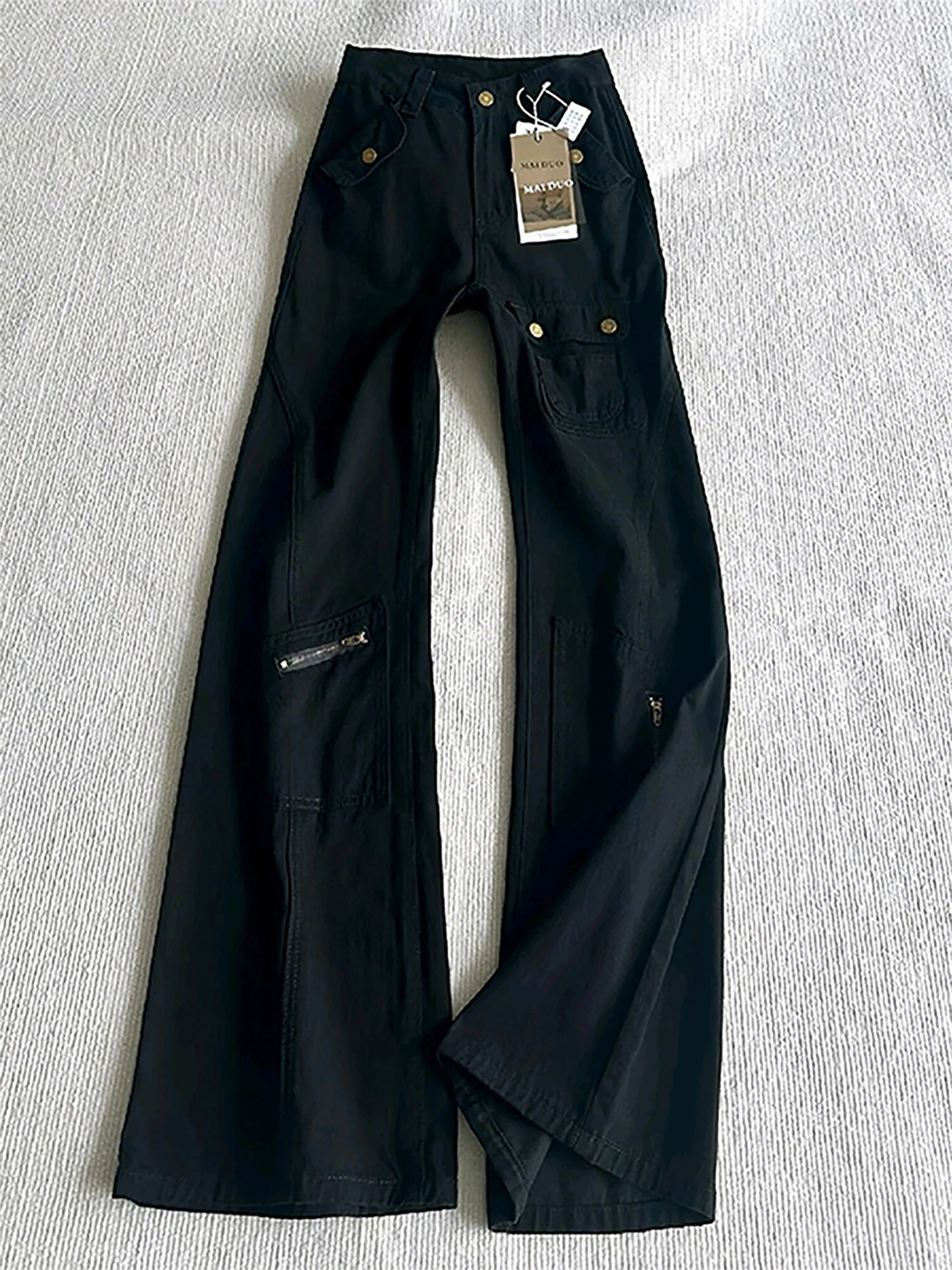 

Loose Wide Leg Men's Jeans Bla Relaxing Knife Autumn Multi-ket Design Casual Workwear Trousers Youthful Sle