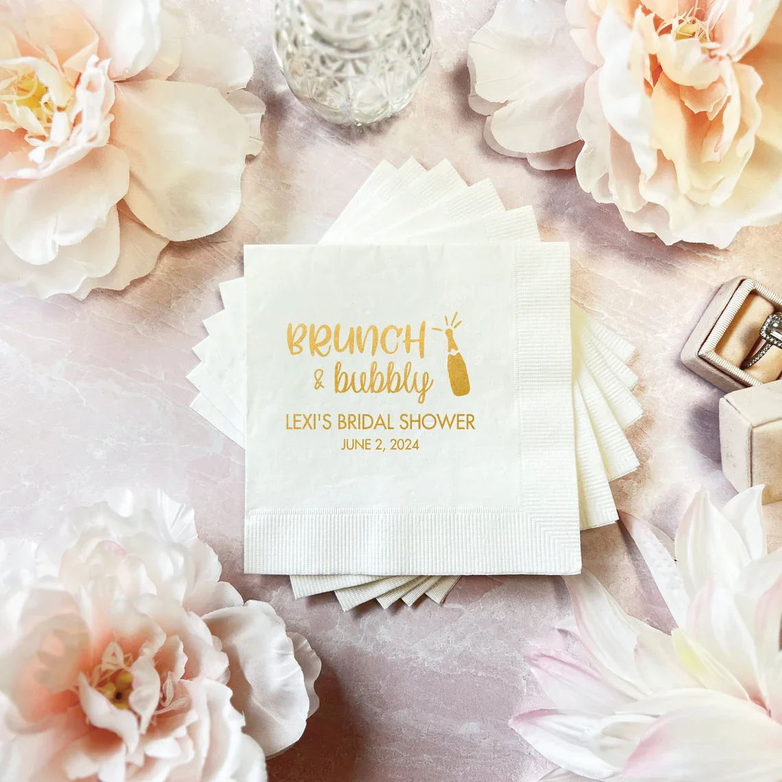 Brunch and Bubbly Personalized Bridal Shower Napkins, Bridal Shower, Engagement Party Napkins, Bridal Shower Napkins, Custom Nap