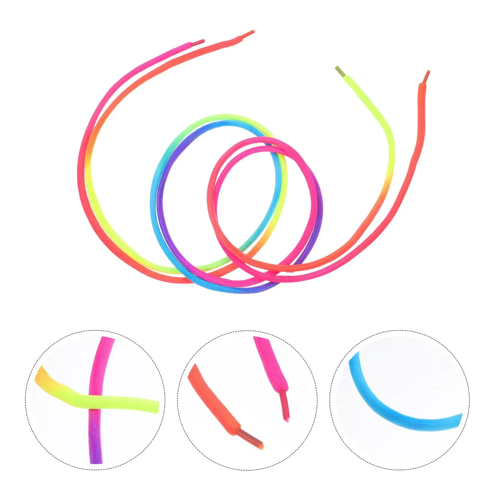 Rainbow Round Shoelaces 120cm Colored Laces for Sneakers Casual Shoes Canvas Gradient Fashion Accessories Sport Shoe