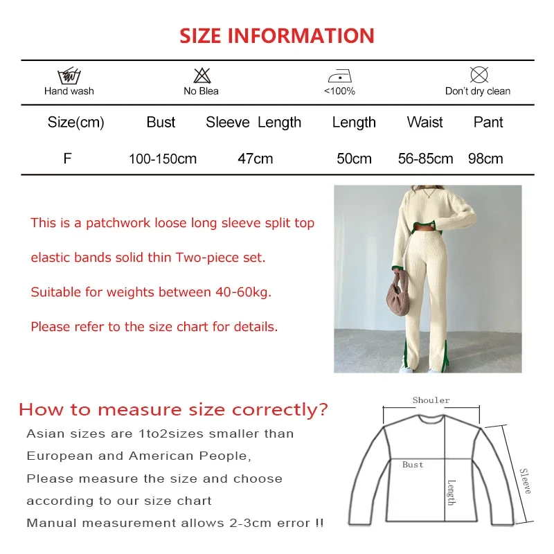 Women Spring Versatile Wide Leg Pants Long Sleeve O-neck Patchwork Thin Sweater Set Loose Elastic Band Sports Design Set Summer