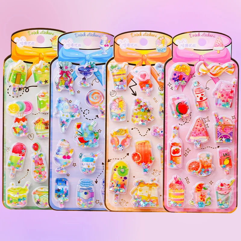 

Kawaii Gold Foil Shaker Sticker Sheet 3D Puffy Stickers Sparkling Shaker Sticker for Journal Planner Diary DIY Craft Decoration