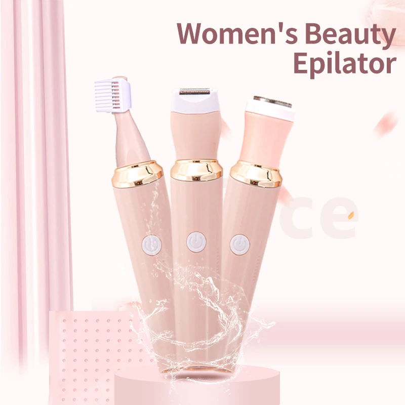 3 in 1 Electric Hair Remover Rechargeable Lady Shaver Trimmer Eyebrow Shaper Leg Armpit Bikini Trimmer Women Epilator