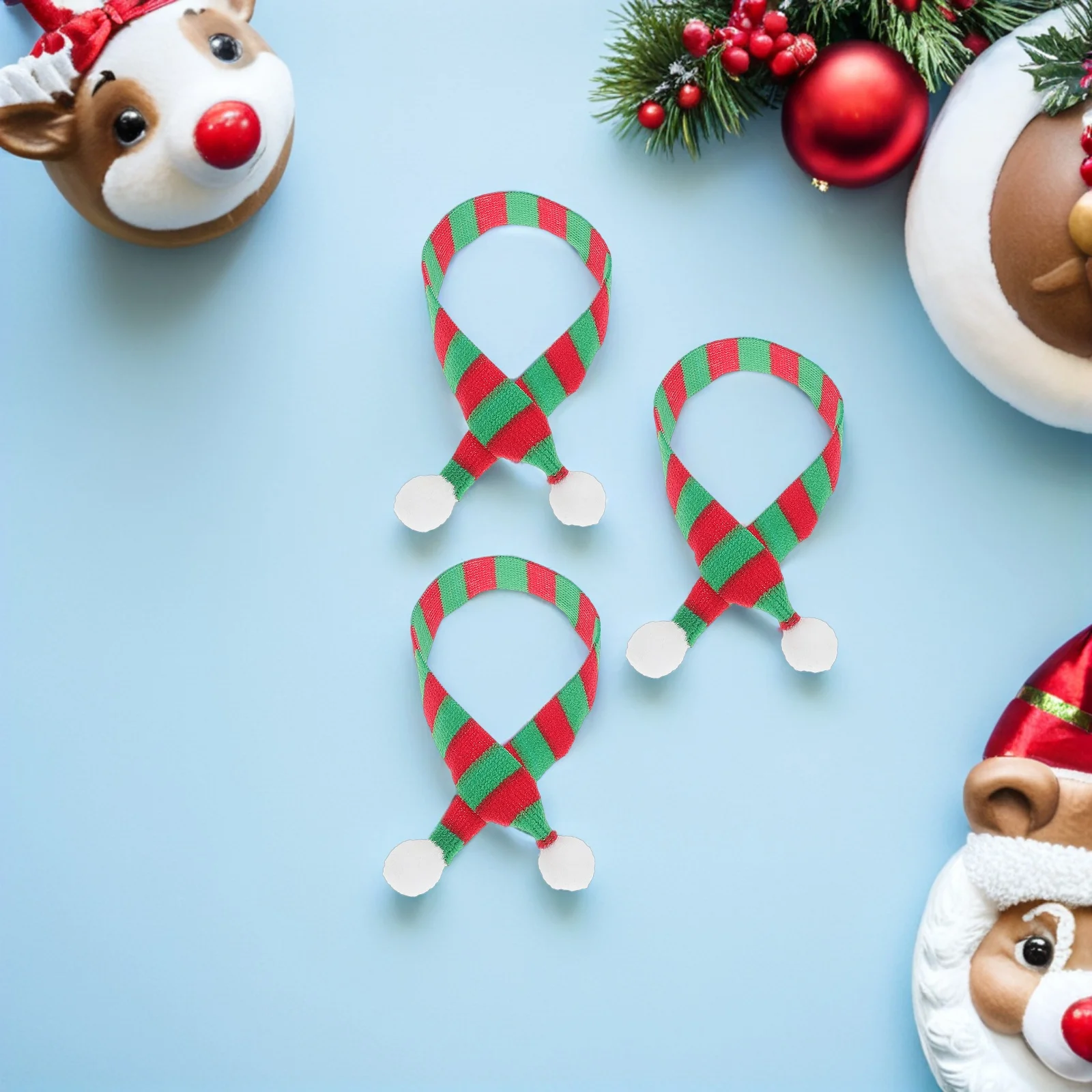 

40Pcs Mini Knit Scarves Christmas Craft Supplies Soft Fabric Snowman Ornaments DIY Holiday Decorations Accessories