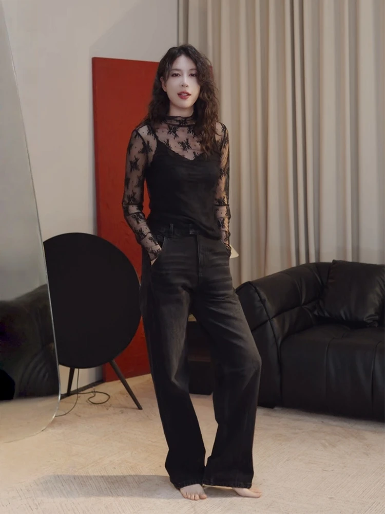 

Длинная футболка Nana Tall DMX с вышивкой и кружевной отделкой, на сетчатой основе, классический свободный крой, быстросохнущая