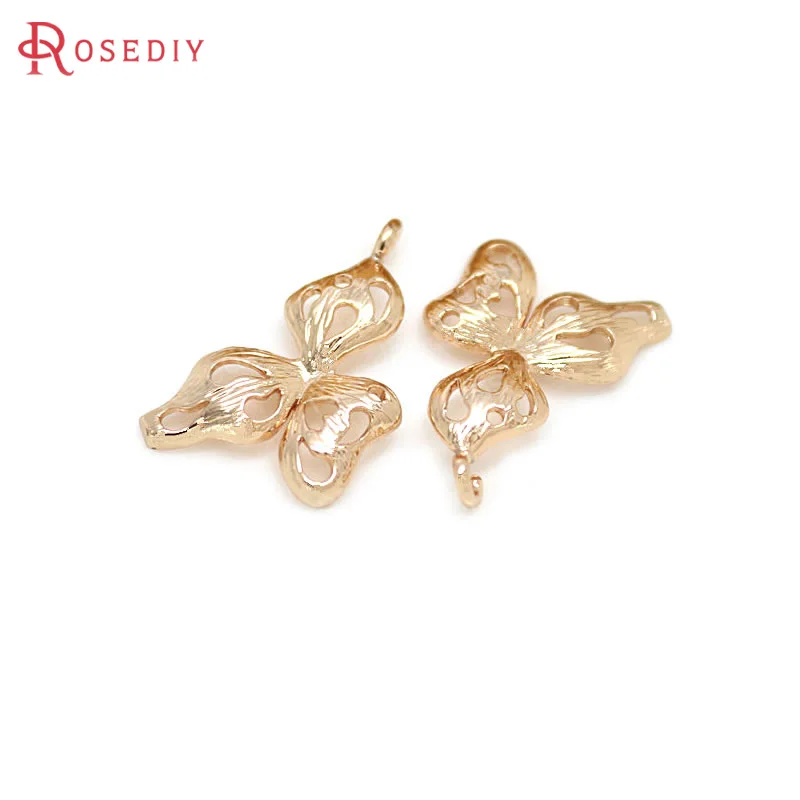 6PCS 13x23MM 18K Gold Color Brass Flower Charms Pendants High Quality Diy Jewelry Making Necklace Earrings Accessories for Women