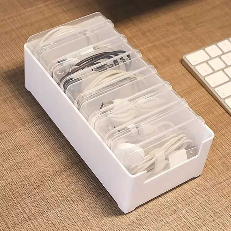 7 In 1 Data Cable Storage Box Power Charging Cable Mobile Easy Carry Design For Daily Work For School Office Desktop Supplies