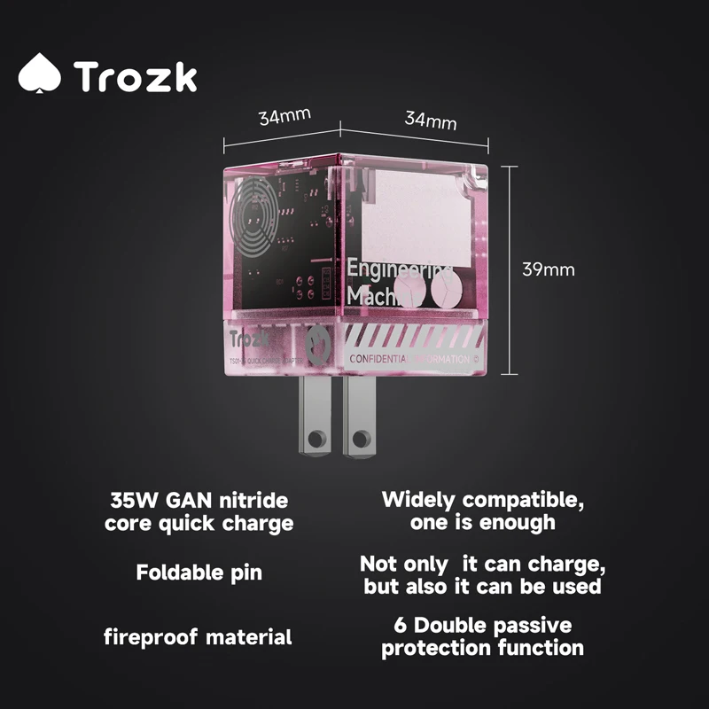 Trozk TS01-35W Punk Power Charger Infinite Gem 35W GaN Fast Charging Type C PD Quick Charger for iPhone Samsung Xiaomi Adapter