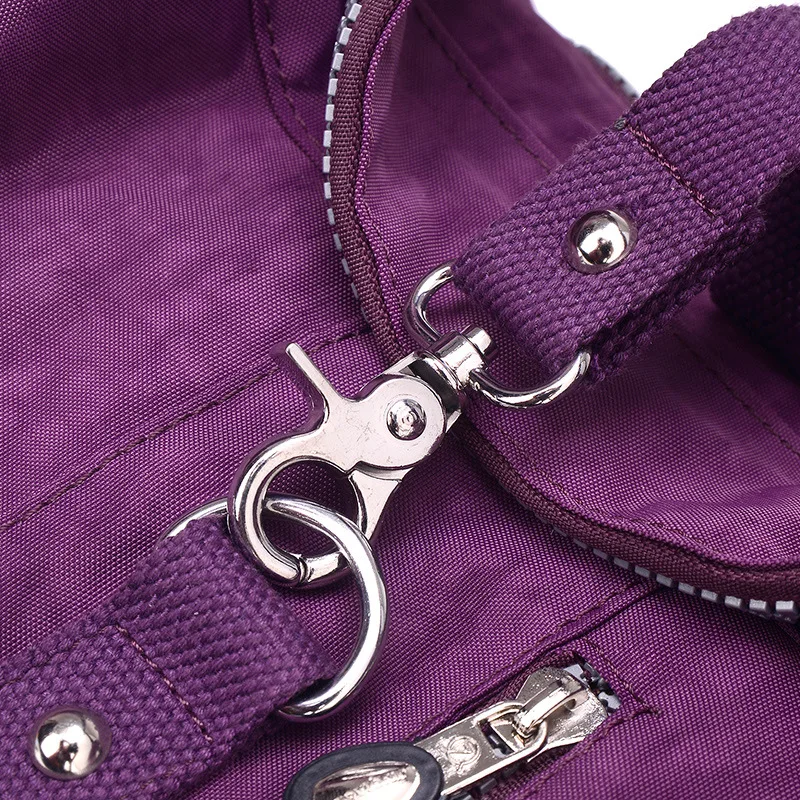 Waterproof Nylon Backpack Bag for Women And Girls Casual Zipper Retro Style Sewing Student Daily Use Mochila Mujer