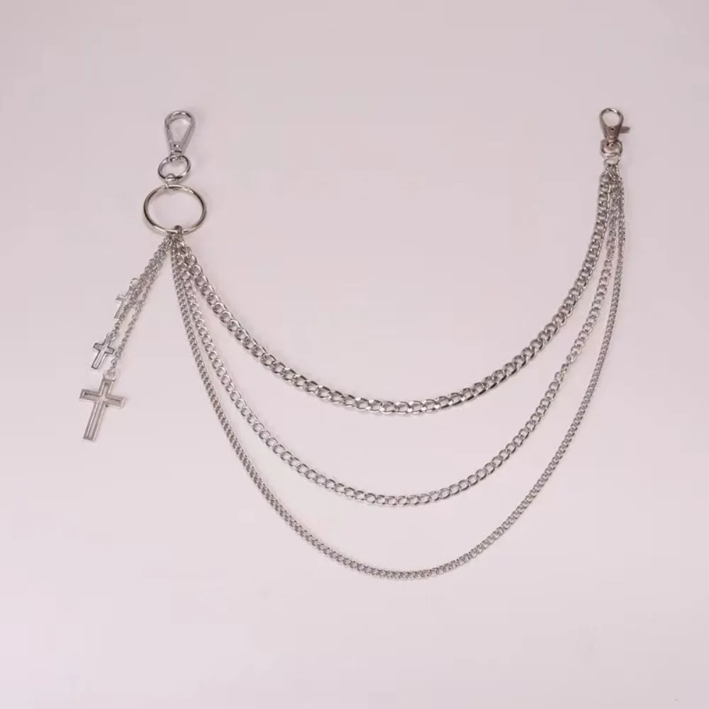 New Metal Pants Chain Star Pendant Cross Waist Chain Hanging Geometric Belt Chain HipHop