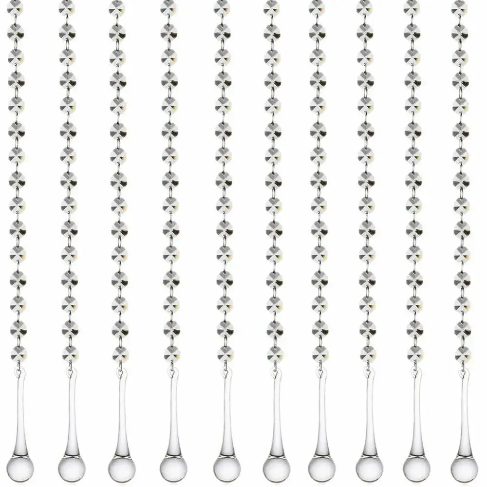 Camal 10PCS 1ft 12inch Chandelier 80mm Raindrop Crystal Prisms Pendant Octagonal Bead Strands Curtain Party Lamp Lighting Parts