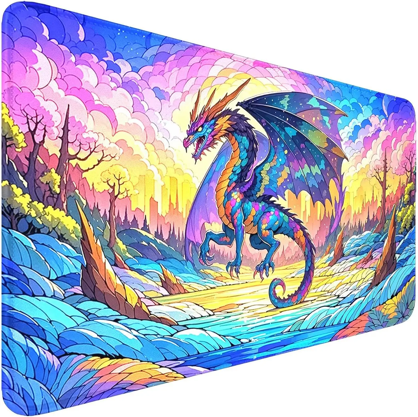 

MTG TCG Блокнот для торговых игр с дизайном летающего дракона 60x35 см с волшебной площадкой, противоскользящий и моющийся, подходит для вечеринок