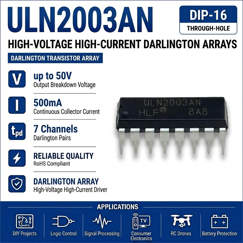 (25 pcs) ULN2003AN DIP-16 / ULN2003ADR SOP-16 ULN2003 Darlington Transistor Array 7-Channel