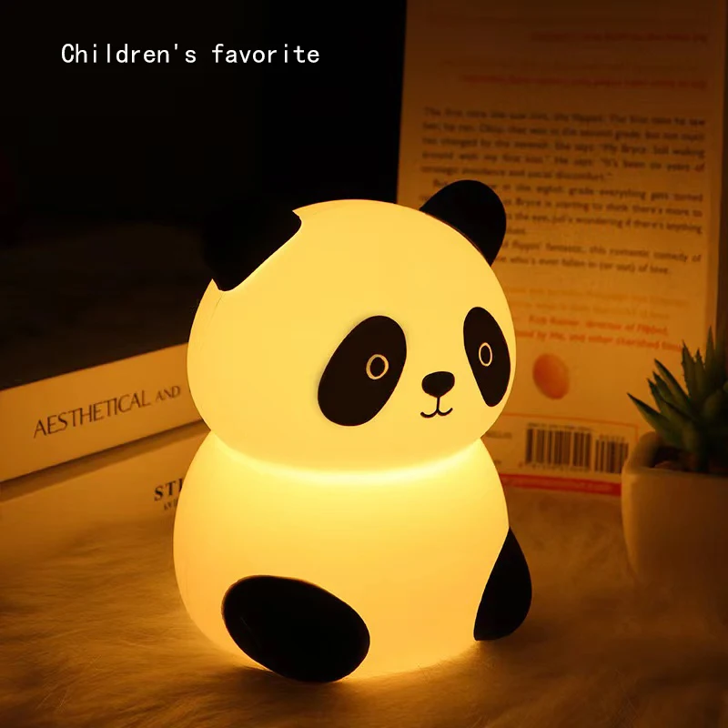 Panda Portable Night Light, Silicone Bedside Children's Sleeping Light, Valentine's Day Gift Rainbow Night Light