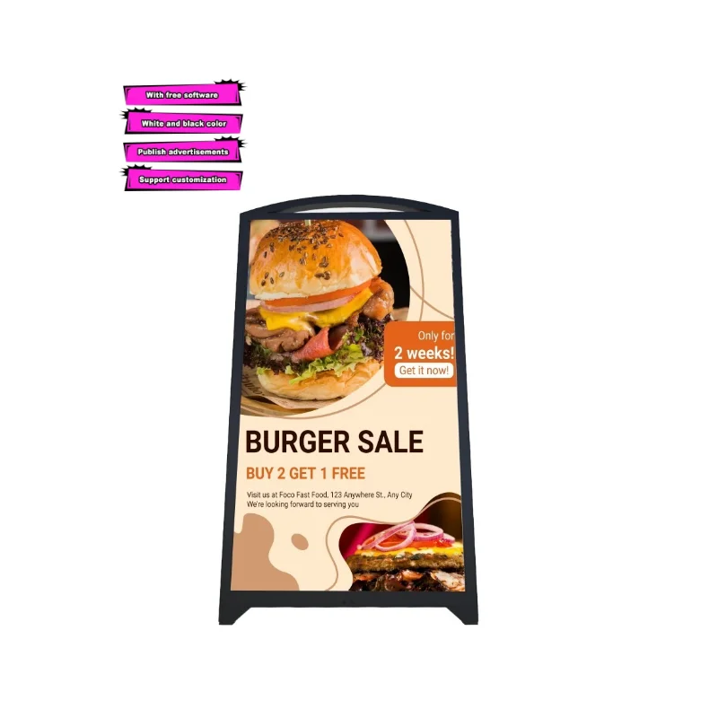 For Digital Signage Billboard Advertising //Indoor Portable IP65 Touch LCD Wheeled Poster Stand SDK Support
