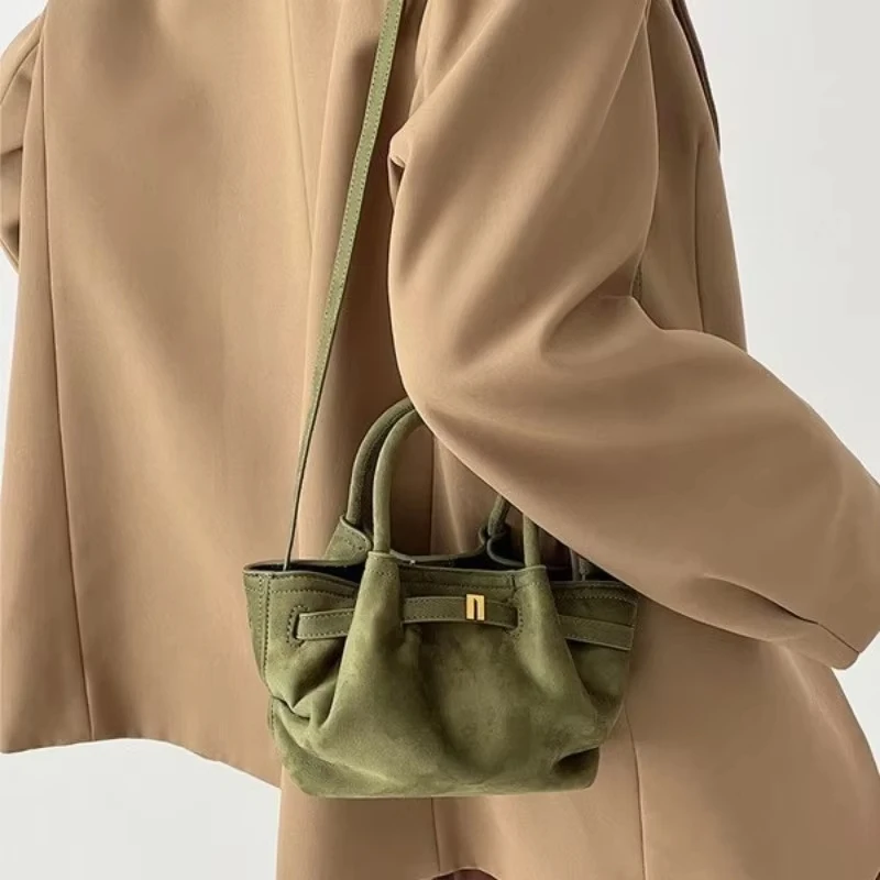 

New Women's Handbags Matte Suede Leather Dumpling Tote Bag Single Shoulder Cross Body Bags