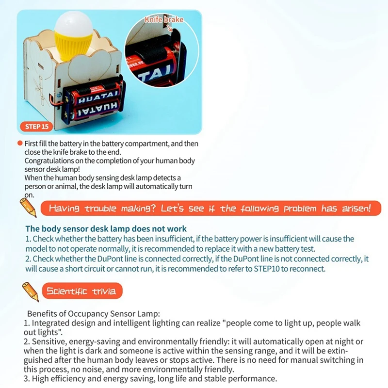 لتقوم بها بنفسك جسم الإنسان الاستشعار مصباح مكتبي ، مجموعة إنتاج تجربة العلوم ، أداة تجريبية التكنولوجيا ، وسهلة الاستخدام