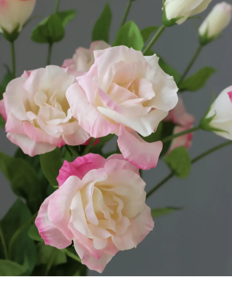 3 Stück 3-zackige Eustoma-Blumen, feuchtigkeitsspendende künstliche Lisianthus-Blumen, Innendekoration, Azaleen für Hochzeitsfeier, Foto-Requisiten – Detail 14