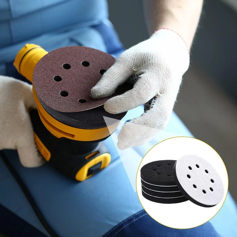 MAKE-10 Pcs Soft Density Interface Pads 5Inch 8 Holes Hook And Loop Sponge Cushion Buffer Backing Pad Sanding Interface Pad