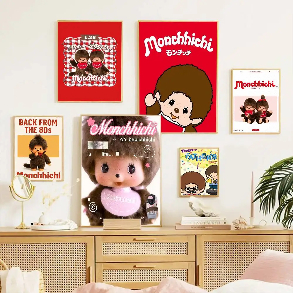 Cartoon Kawaii Anime M-Monchhichi Vintage Posters Sticky Vintage Room Home Bar Cafe Decor Kawaii Room Decor