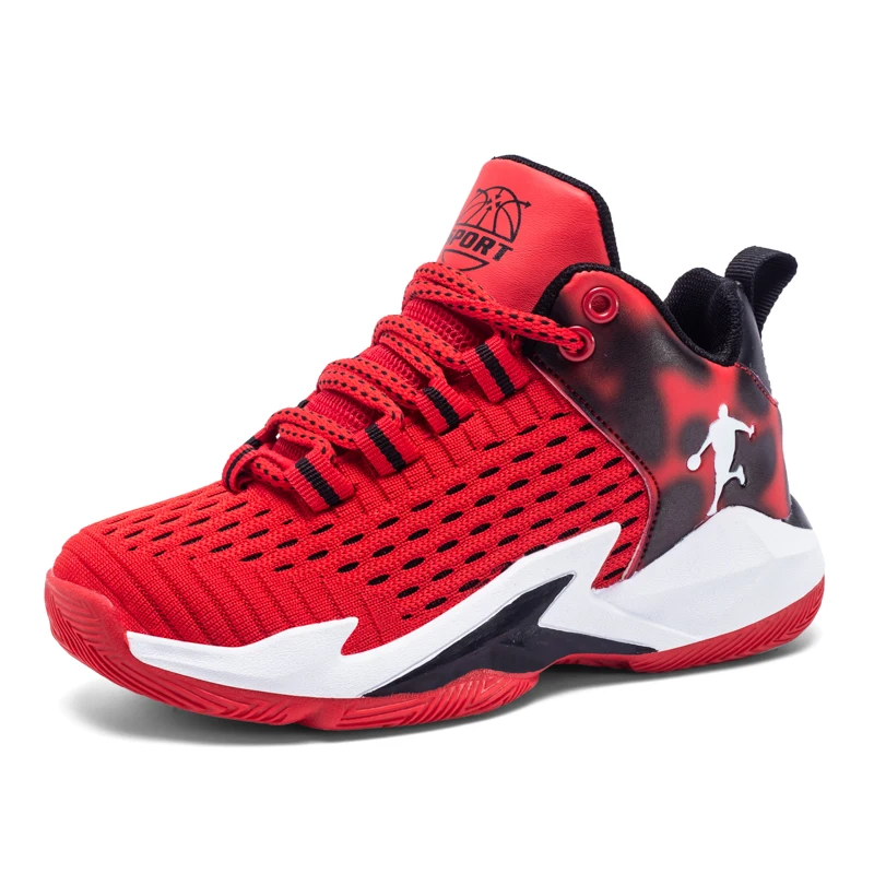 Children‘s Non-slip Breathable Basketball Training Sneakers Basketball Shoes Lace-up Boys Girls Basketball Boots Athletic Shoes