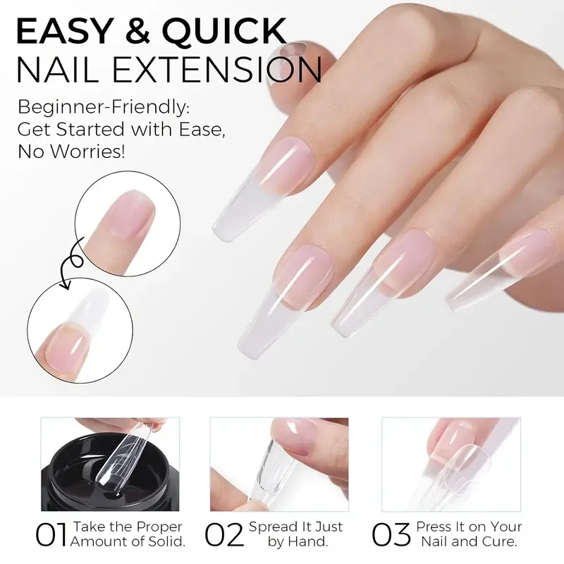 All in One Nail Gel Press On Glue Extension Builder Sculpting Gel Self Leveling High Hardness No Wipe Professional Salon DIY