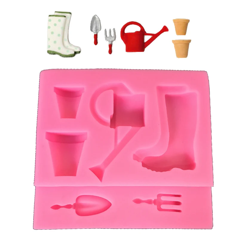 Moule en Silicone pour la cuisson, Pot d'arrosage, outils de cuisine, pour Fondant, pâtisserie, décoration de gâteaux, fournitures de bonbons en argile, tasse