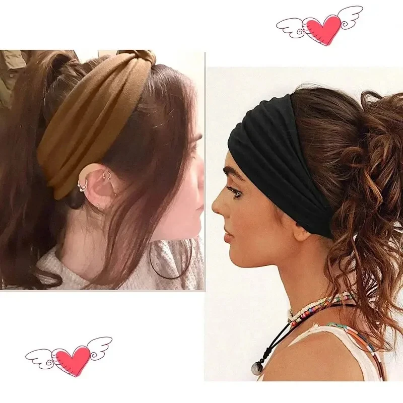 Solid Wide Headband Women Hair Accessories Bowknot Turbans Head Band Wash Face Make-up Sports Running Yoga Headbands