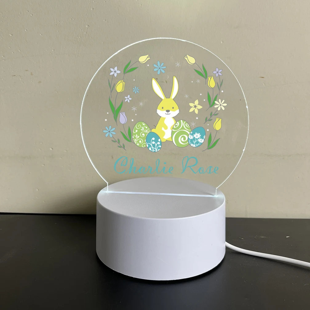  1pc pretty planes,flowers and rabbits UV Print Personalized Name 3D Visual Night Light 3D Visual Acrylic Lamp Table Desk Decor