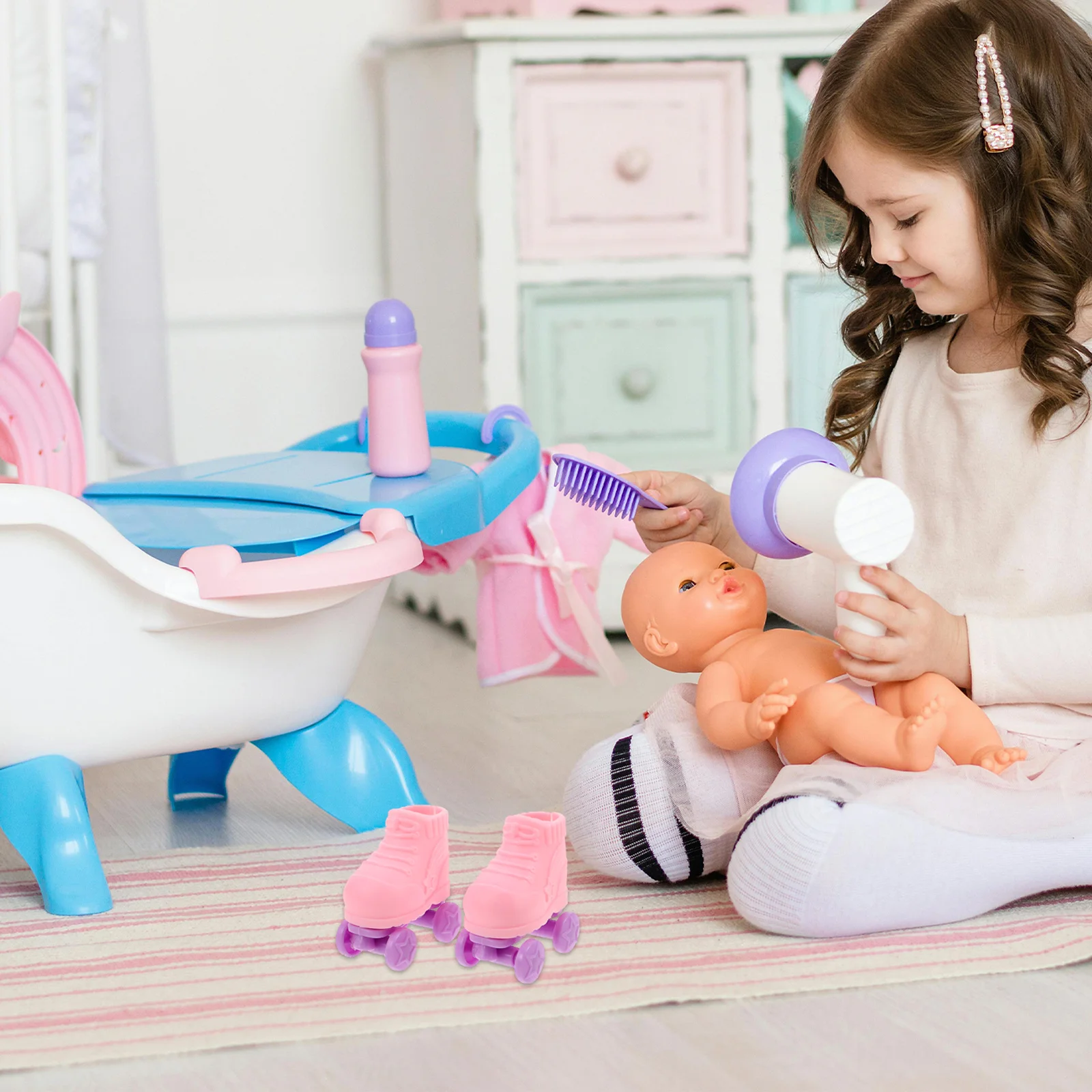 3 paires de Mini patins, chaussures de Simulation, décors, patins à roulettes réalistes pour maison de poupée Miniature, accessoires de petite maison, chaussures de jouet miniatures