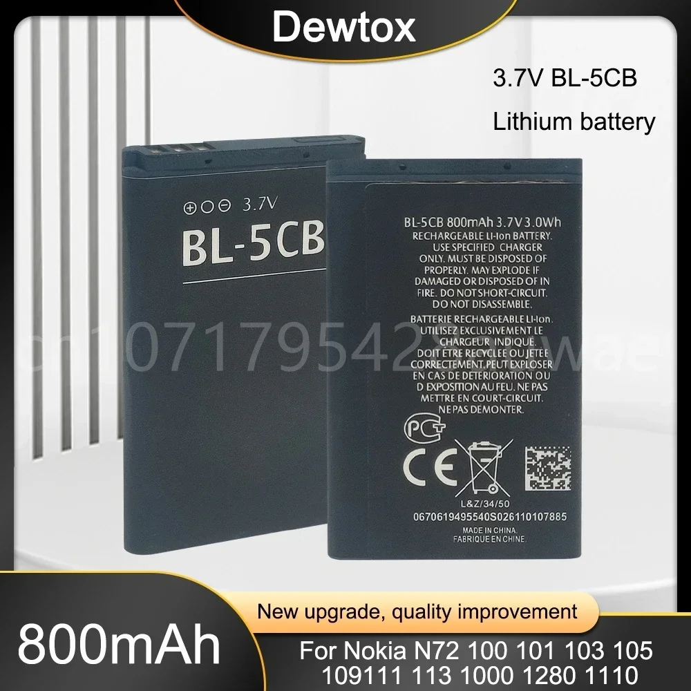 BL-5CB BL5CB 800mAh Replacement Battery for Nokia 1616 1800 C1-02 1280 E60 3600 3660 6620 6108 3108 2135 6086 6108 6230