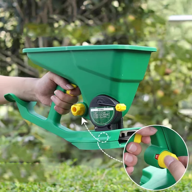 Grass seed spreader, small fertilizer spreader, hand-cranked lawn seed spreader Seeding and Fertilizing