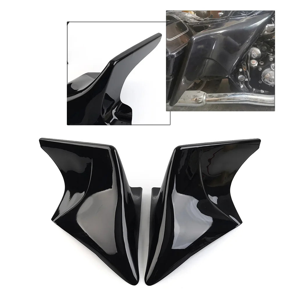 2x Glossy Black Motorbike Extended Side Cover Panel For Harley Touring Electra Street Road Glide FLT FLT FLHT FLHR FLH 1997-2007