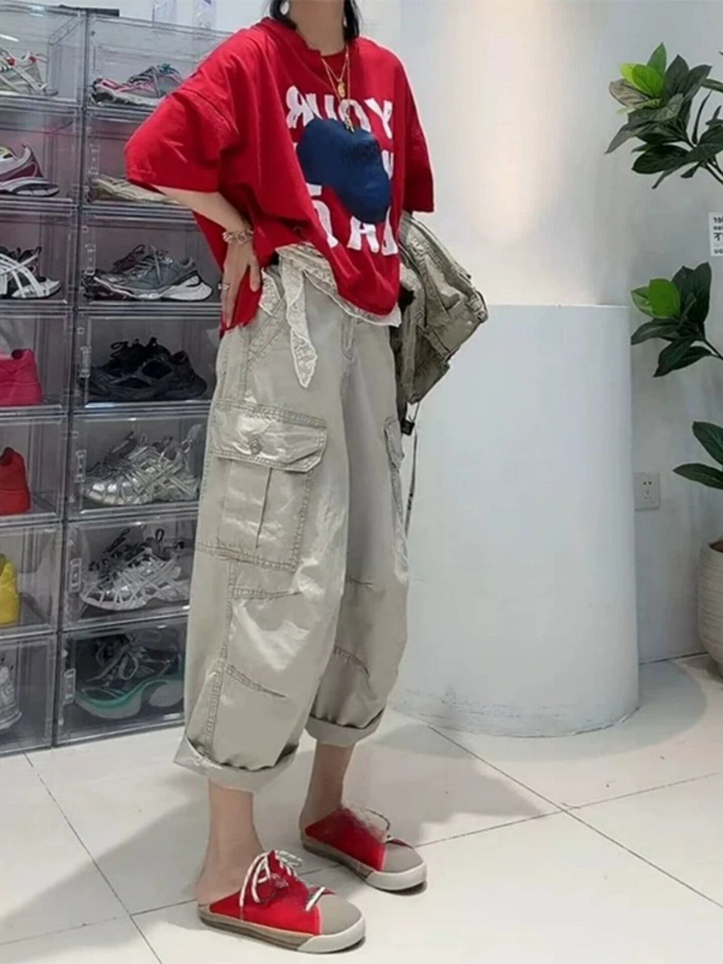 High Waist Slimming Multi-Pocket Knife  Denim Workwear Pants Women's Summer 2026 Fashion Versatile Commute Wide Leg Pants