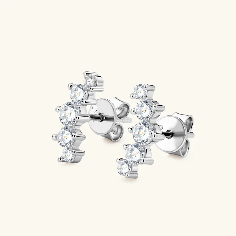 925 Sterling Silver Moissanite Climber Earrings for Women 14K Gold Plated Gradient Stone Crawler Earrings Minimalist Jewelry