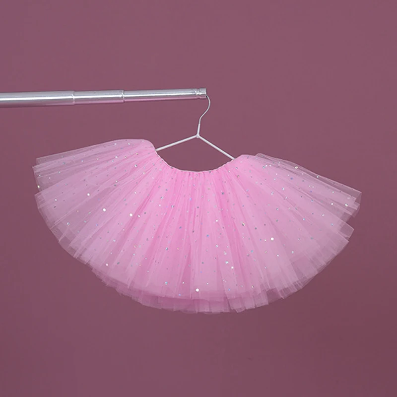 High quality children's dance gauze skirt girls tutu skirt white short skirt ballet sequin skirt dance skirt