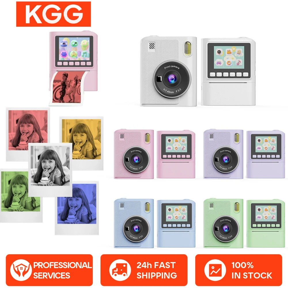 Kleurendruk Camera Instant Camera voor kinderen 1080P Thermische print Speelgoed Camera Print Foto Videogames Muziek Kinderen Cadeau 32GB