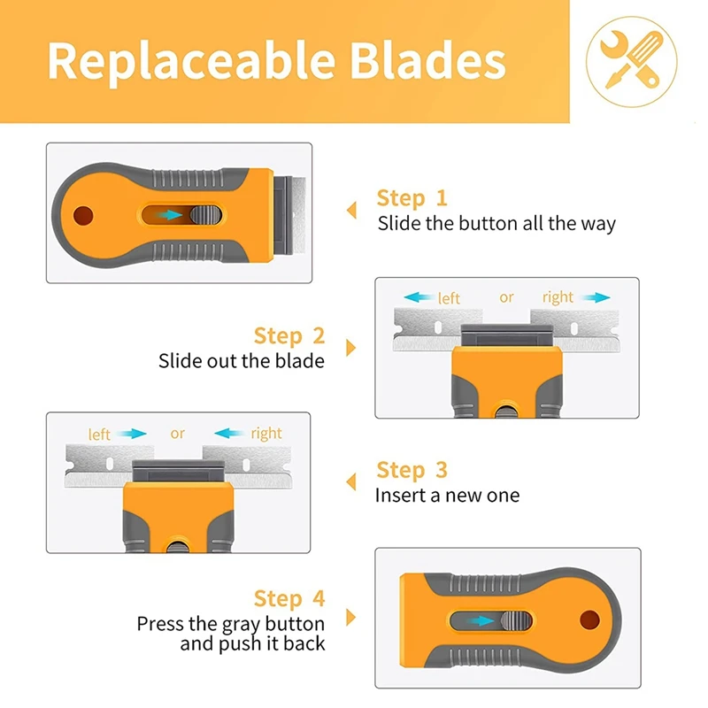 Razor Blade Scraper, Plastic Retractable Glass Scraper With Extra Razor Blades, Cleaning Razor Scraper