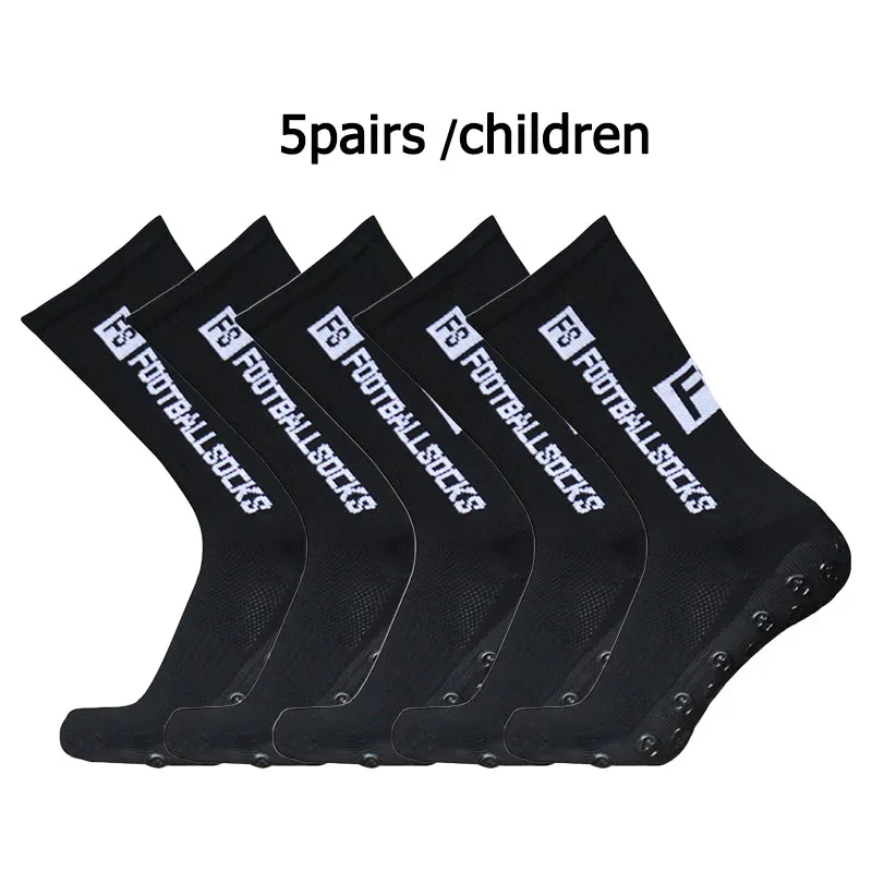 5 Pairs 34-39 New Kids and Teenagers Sports Breathable Football Socks Square Silicone Slip Firm Handle Football Soc