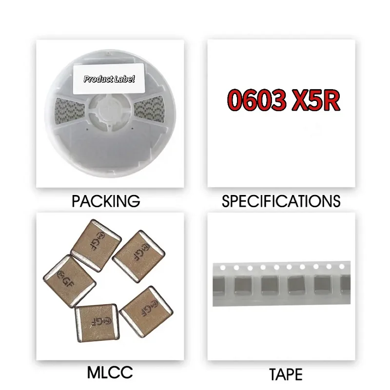 Montagem de superfície de SMD em estoque, MLCC, 1PF-22UF, 10PF, 22PF, 100PF, 1NF, 10NF, 100NF, 0,1 UF, 1UF, 2,2 UF, 4,7 UF, 10UF, 6,3 V, 10v, 0805, 100 PCes