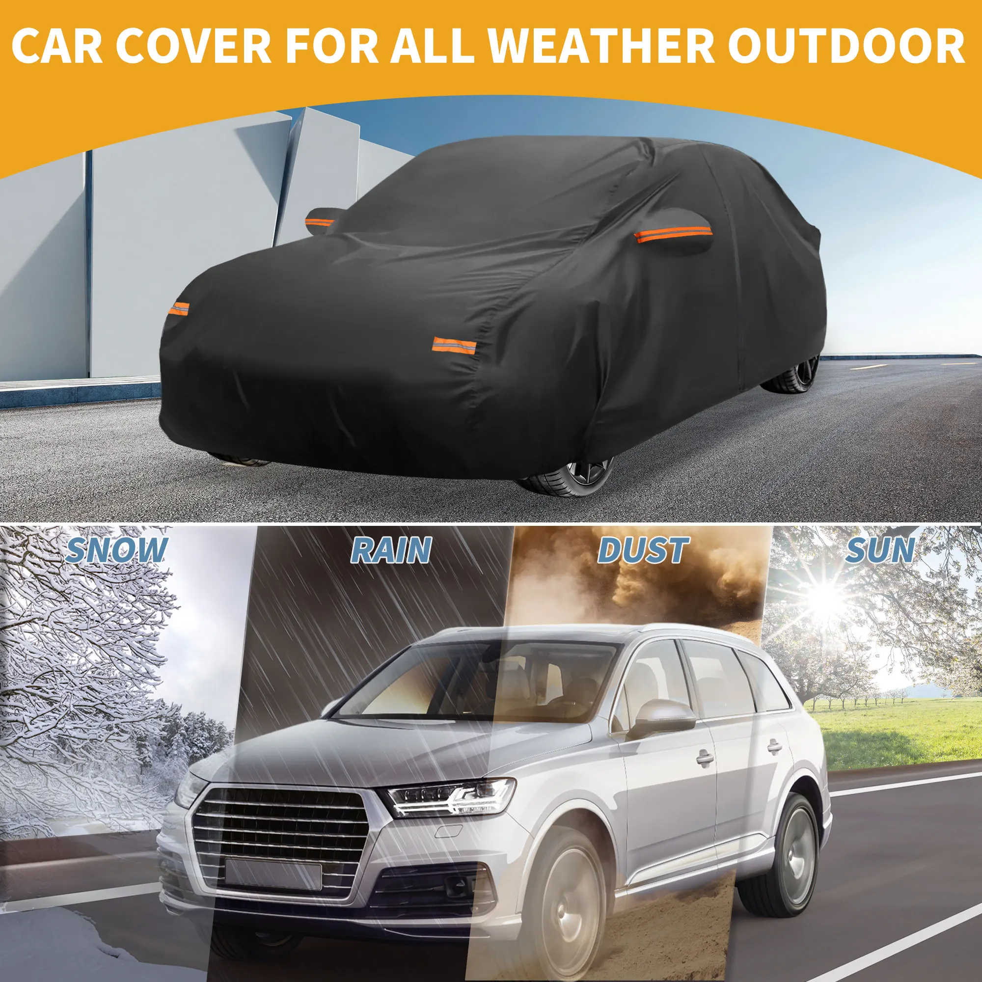 

Uxcell Car Cover All Weather for Kia Forte Black 190T-Pu with Left Zipper