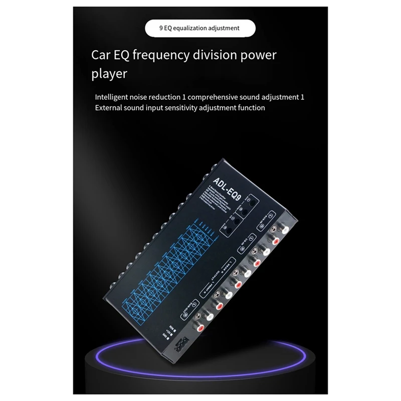 Ecualizador gráfico Auto Square de 9 bandas, amplificador Digital de Audio para coche, ecualizador + filtro ajustable