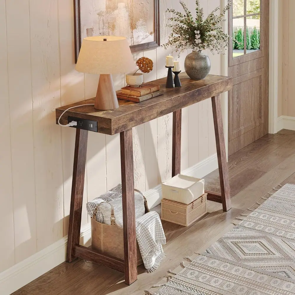 

Entryway ole Table with Charging Station, USB-C Port, 39.4 Inch Soa Table with Metal Legs, Entry Hallway Table with Thicker Desk