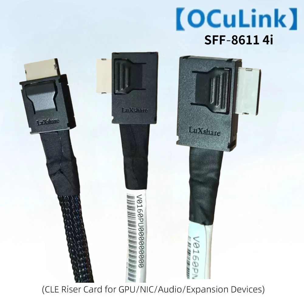 90 Degree Left/Right To Straight Oculink Data Cable SFF-8611 4I Gen 4 For EGPU Server Array Card Motherboard Backplane 0.6M 0.8M