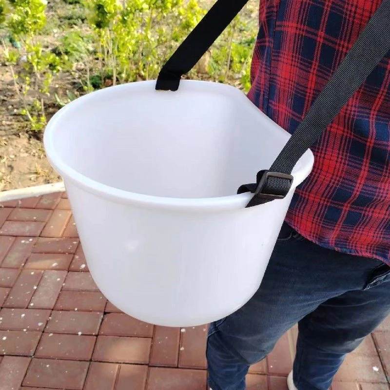 Thickened Plastic Fruit Picking Bucket 10L High Load Adjustable Detachable Shoulder Strap for Orchard Fruit Vegetable Picking