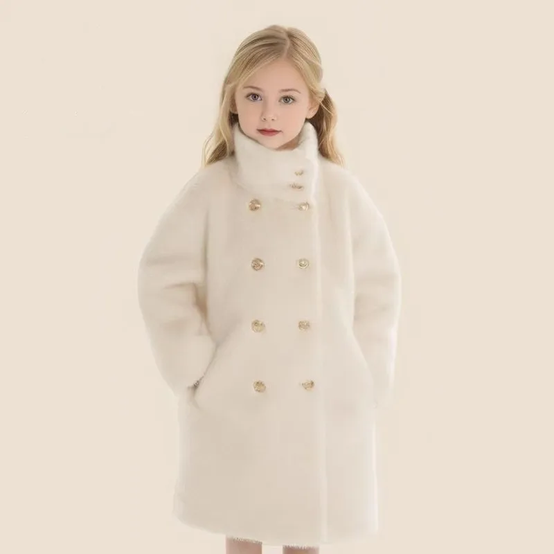 

Girls' Winter Thick Fur Coat with Velvet New Children's Western Style Warm Coat Baby Girls' Seahorse Hair Jacket