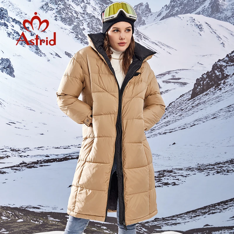 Astrid Winter Parka for Women Down Jacket Hooded Belt Thick Padded Overcoat Ladies Long Quilted Coats Snow Wear Windproof Outfit