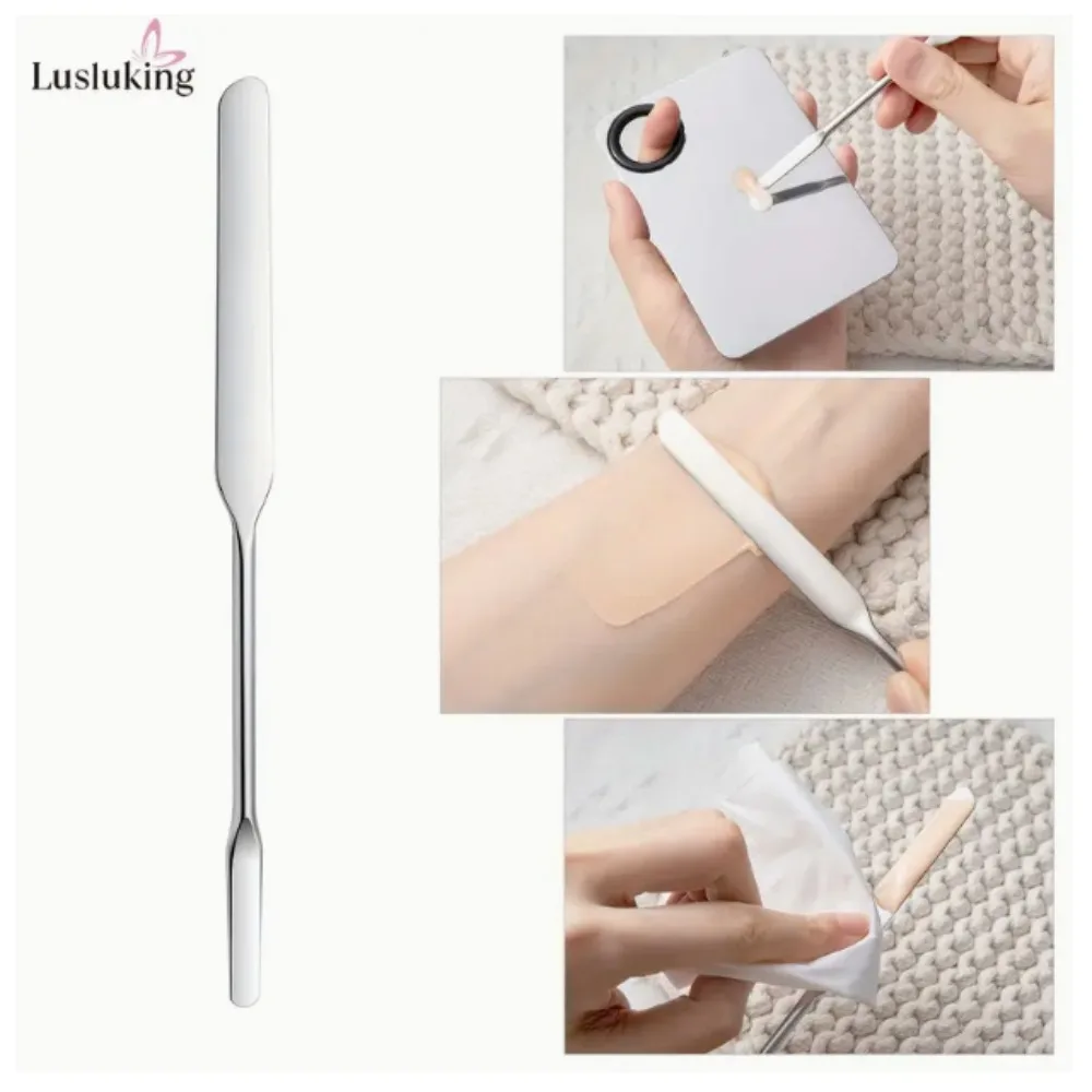 Stainless Steel Dual Head Makeup Spatula Mixing Tool for Foundation Cream Toner Nail Art Crafts Odorless Durable