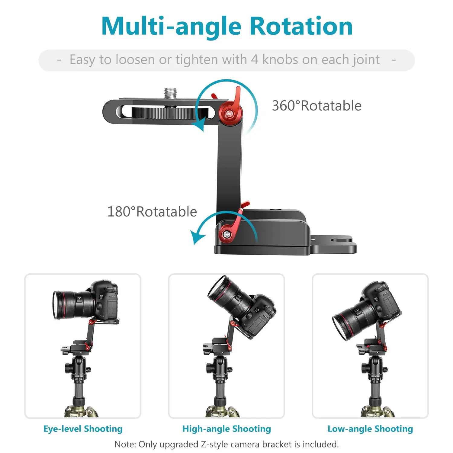 Neewer Upgraded Z-Flex Tilt Head Z Type Tripod Head with 4 Adjust/Fixing Knob Quick Release Plate and Spirit Level for Tripod